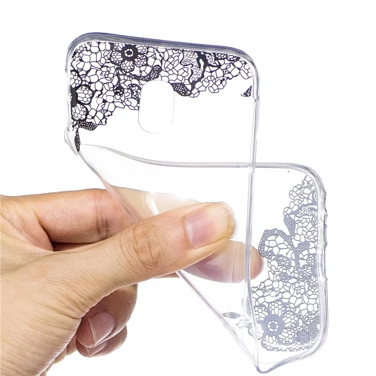 Pattern Printing TPU Back Case for Samsung Galaxy J7 (2017) EU Version / J7 Pro (2017) - Lace Flower Pattern
