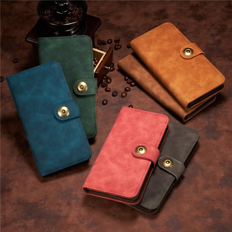 Detachable 2-in-1 Movable PC Case Vintage Leather Wallet Cover for Samsung Galaxy Note 8 SM-N950A - Grey