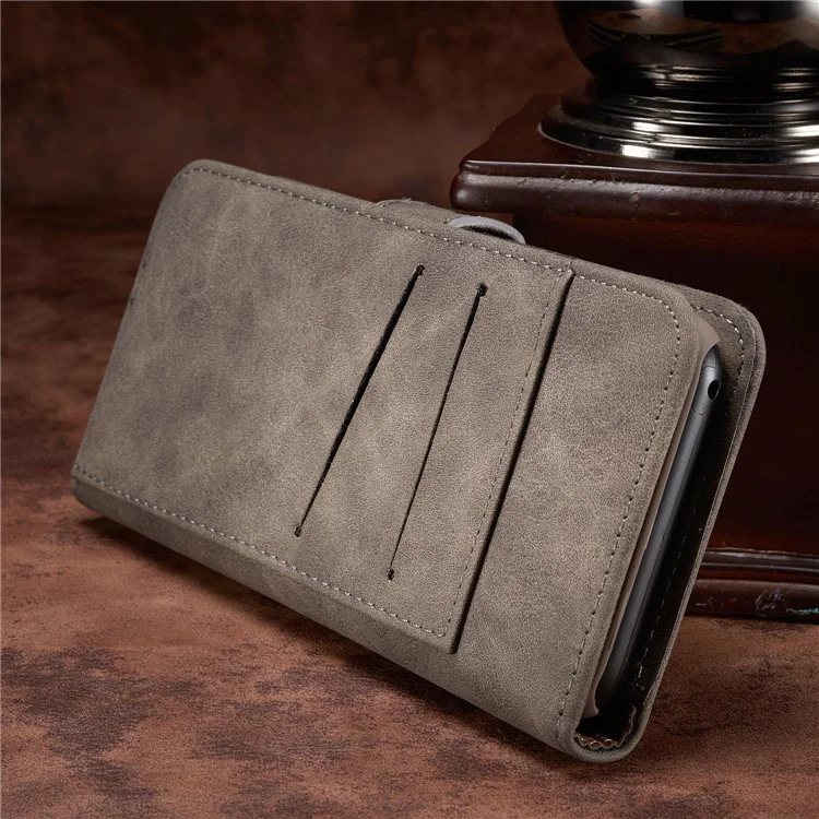Detachable 2-in-1 Movable PC Case Vintage Leather Wallet Cover for Samsung Galaxy Note 8 SM-N950A - Grey