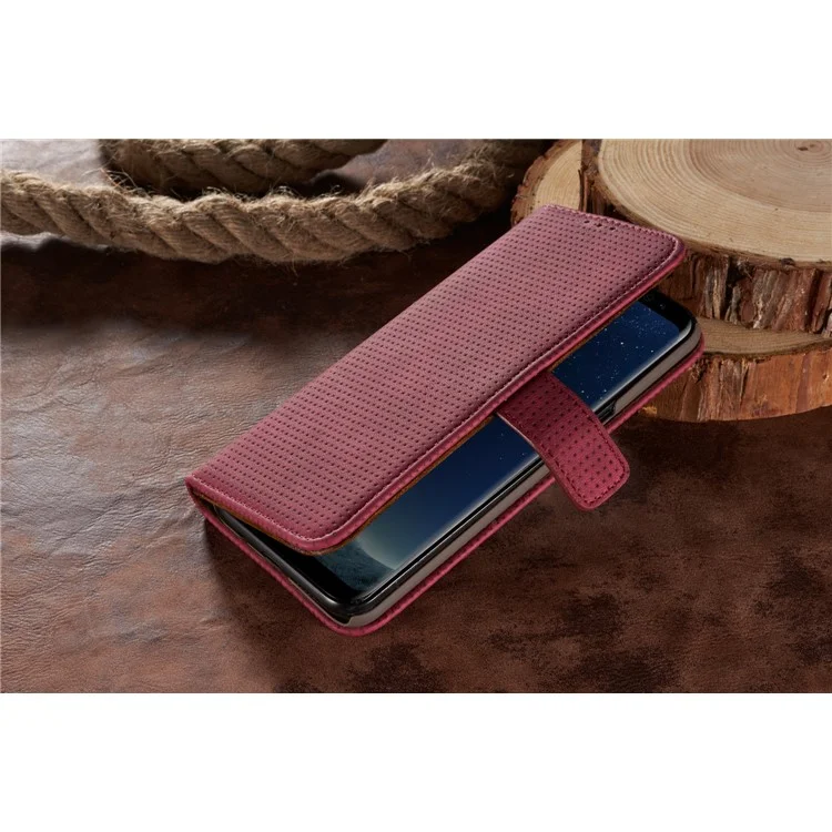 Retro Mesh Wallet Leather Flip Phone Cover with Stand for Samsung Galaxy Note 8 N950 - Rose