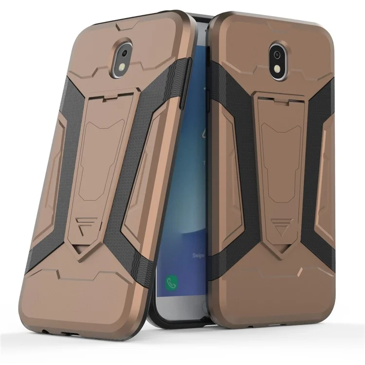 Armor PC TPU Hybrid Kickstand Mobile Cover for Samsung Galaxy J7 (2017) / J7 Pro (2017) - Brown