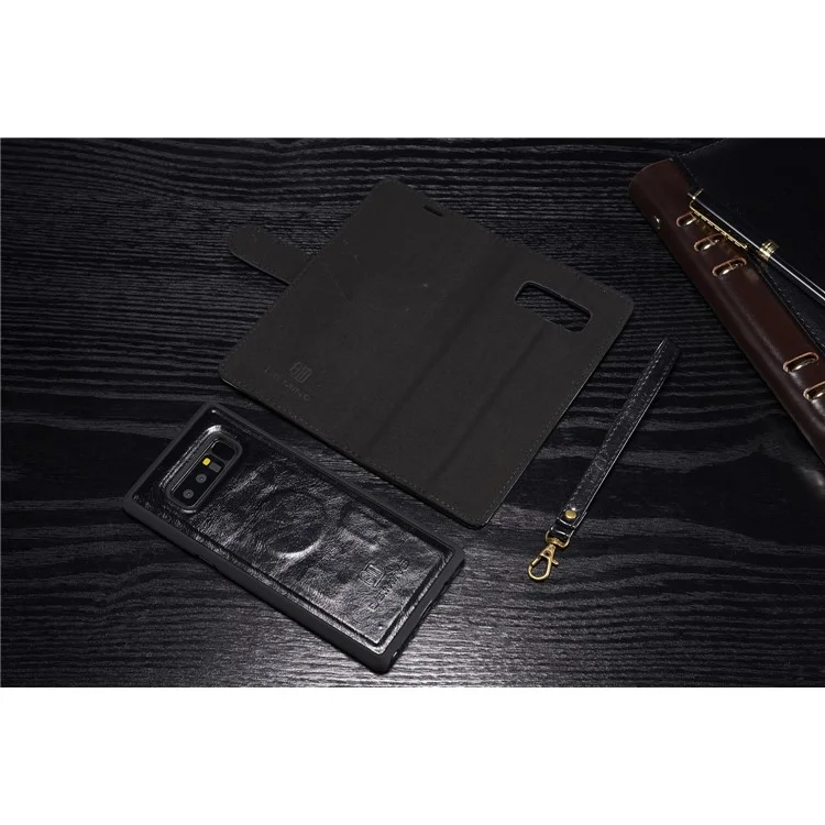 DG.MING Detachable 2-in-1 Genuine Leather Phone Case for Samsung Galaxy Note 8 SM-N950 - Black