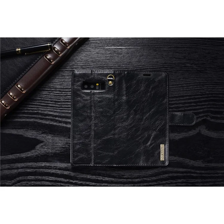 DG.MING Detachable 2-in-1 Genuine Leather Phone Case for Samsung Galaxy Note 8 SM-N950 - Black