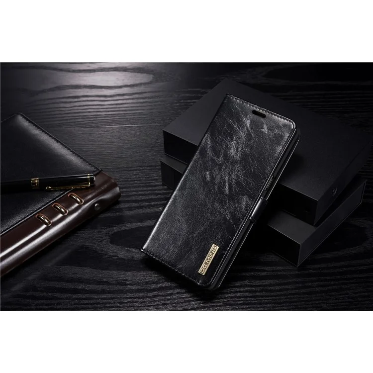 DG.MING Detachable 2-in-1 Genuine Leather Phone Case for Samsung Galaxy Note 8 SM-N950 - Black
