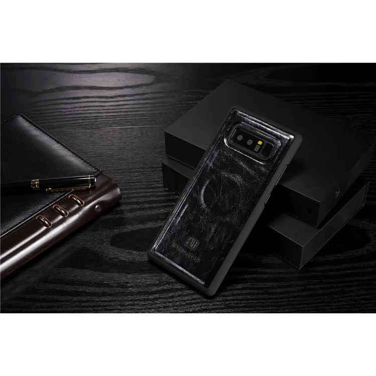 DG.MING Detachable 2-in-1 Genuine Leather Phone Case for Samsung Galaxy Note 8 SM-N950 - Black