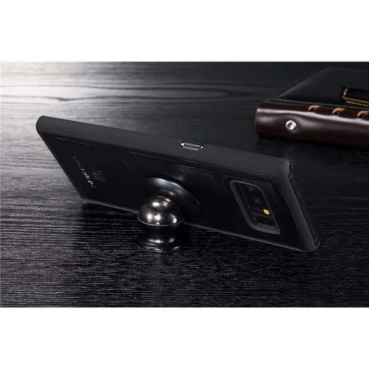 DG.MING Detachable 2-in-1 Genuine Leather Phone Case for Samsung Galaxy Note 8 SM-N950 - Black