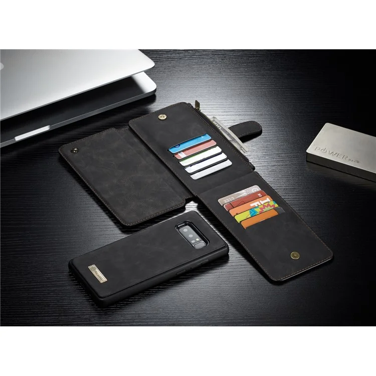CASEME 2-in-1 Detachable Wallet Split Leather Case for Samsung Galaxy Note 8 SM-N950 - Black