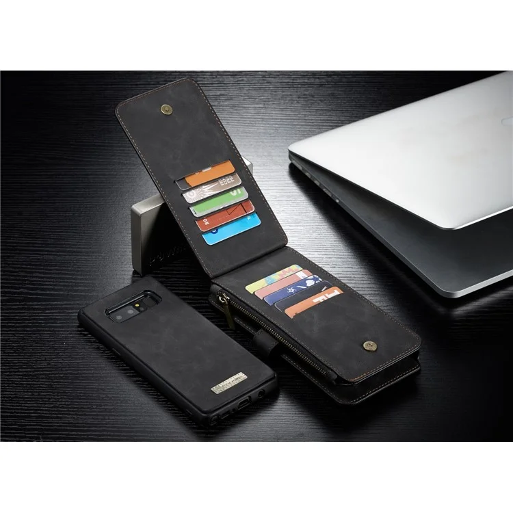 CASEME 2-in-1 Detachable Wallet Split Leather Case for Samsung Galaxy Note 8 SM-N950 - Black