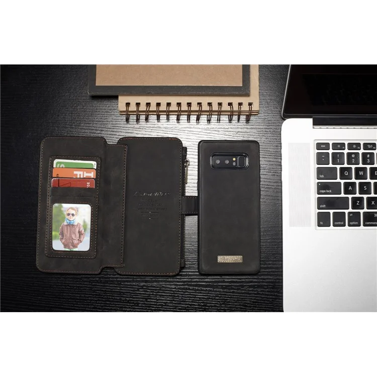 CASEME 2-in-1 Detachable Wallet Split Leather Case for Samsung Galaxy Note 8 SM-N950 - Black