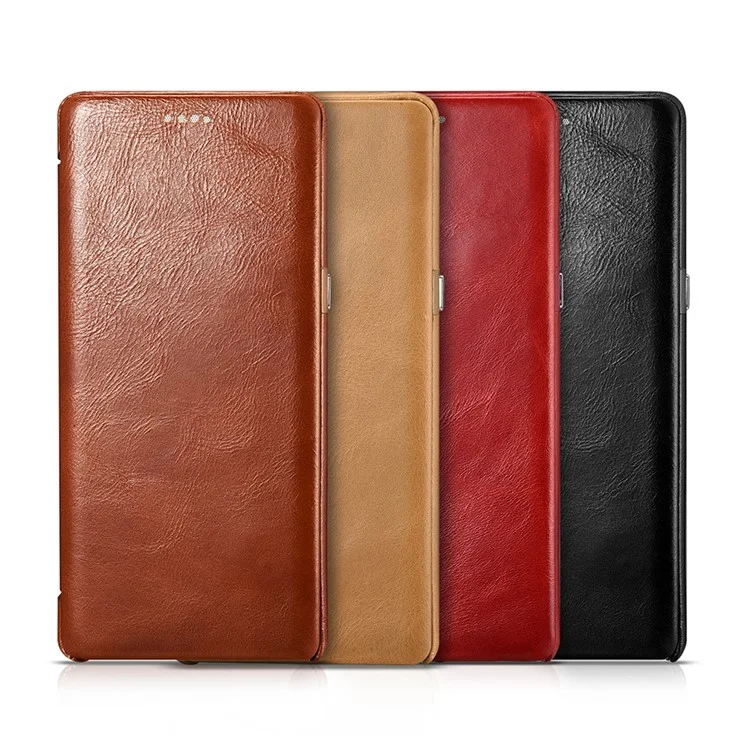 ICARER Curved Edge Vintage Genuine Leather Case for Samsung Galaxy Note 8 SM-N950 - Black