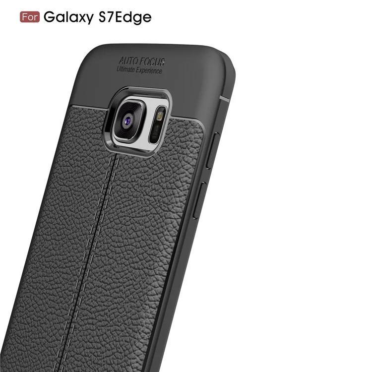 Litchi Skin PU Leather Coated Soft TPU Phone Case for Samsung Galaxy S7 edge G935 - Black