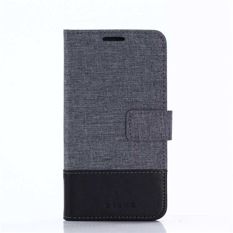 MUXMA PU Cuir Canvas Splicing Portefeuille Support de Téléphone Mobile Pour Samsung Galaxy J5 (2017) Version de L'ue / J5 Pro (2017) - le Noir