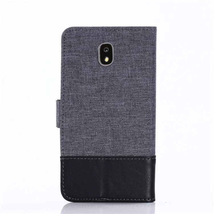 MUXMA PU Leather Canvas Splicing Wallet Stand Mobile Phone Case for Samsung Galaxy J5 (2017) EU Version / J5 Pro (2017) - Black