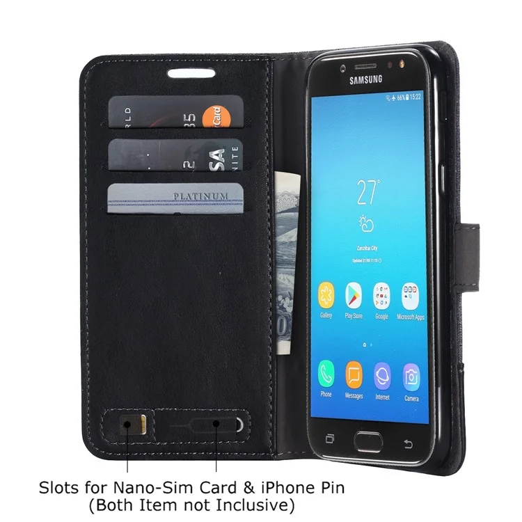 MUXMA PU Leather Canvas Splicing Wallet Stand Mobile Phone Case for Samsung Galaxy J5 (2017) EU Version / J5 Pro (2017) - Black