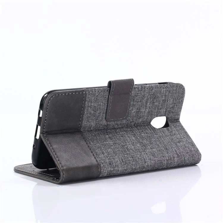 MUXMA Estuche de cartera de cuero artificial y lona para Samsung Galaxy J5 (2017) versión UE / J5 Pro (2017) - Gris