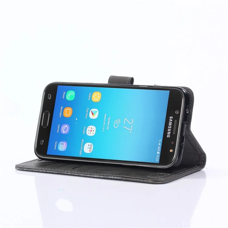 MUXMA Estuche de cartera de cuero artificial y lona para Samsung Galaxy J5 (2017) versión UE / J5 Pro (2017) - Gris