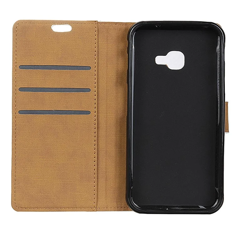 PU Leather Wallet Stand Mobile Phone Case for Samsung Galaxy Xcover 4 - Black