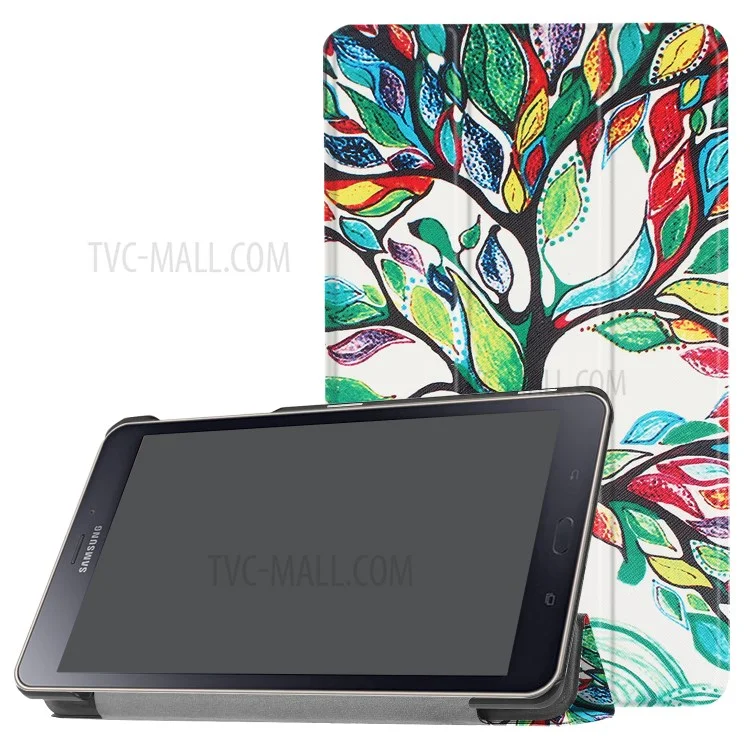 Pattern Printing Tri-fold Stand Leather Cover for Samsung Galaxy Tab A 8.0 (2017) - Colored Tree Painting