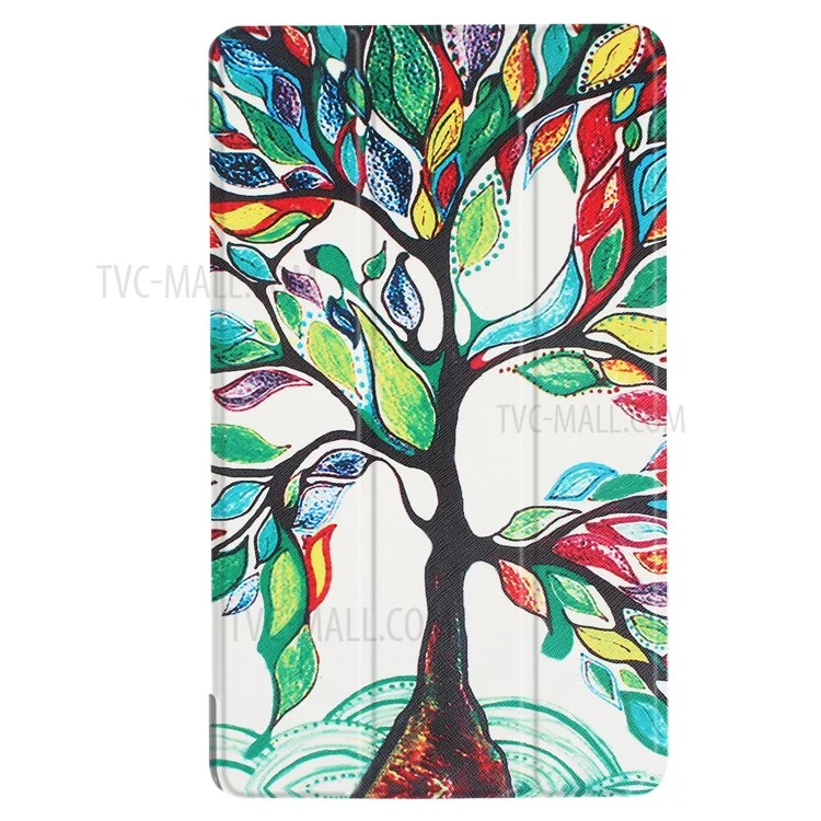 Pattern Printing Tri-fold Stand Leather Cover for Samsung Galaxy Tab A 8.0 (2017) - Colored Tree Painting