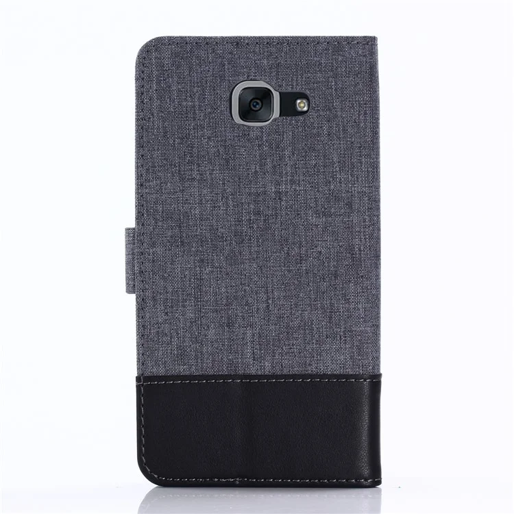 MUXMA Leather Canvas Splicing Stand Mobile Phone Case for 	Samsung Galaxy J7 Max - Black