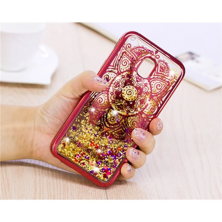 Dynamic Quicksand Plated TPU Case for Samsung Galaxy J3 (2017) EU Version / J3 Pro (2017) - Henna Lotus