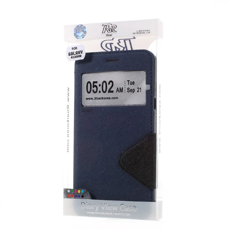 ROAR KOREA View Window Leather Protective Case for Samsung Galaxy A9 (2016) - Dark Blue