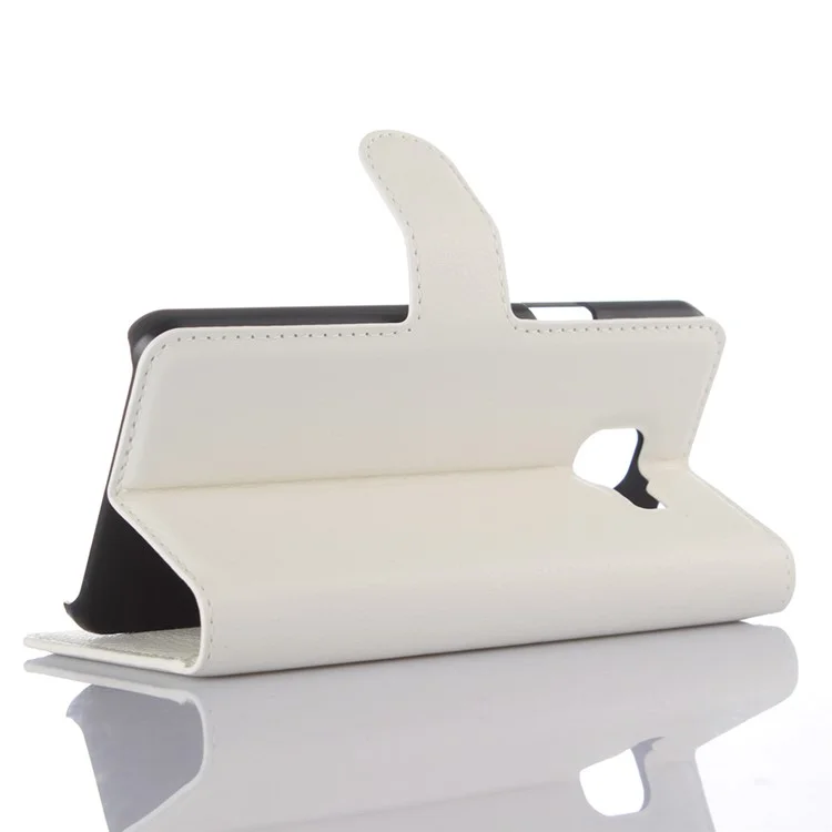Litchi Wallet Custodia in Pelle per Samsung Galaxy A3 SM-A310F con Supporto - Bianco