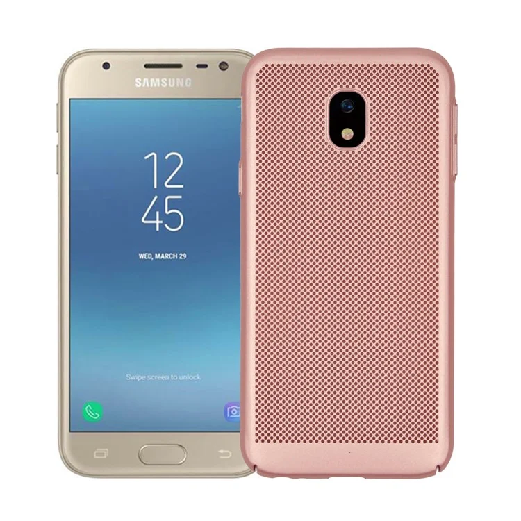 Hollow Mesh Rubberized Hard Back Case for Samsung Galaxy J3 (2017) EU Version / J3 Pro (2017) - Rose Gold