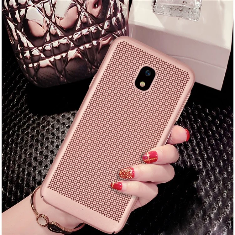 Hollow Mesh Rubberized Hard Back Case for Samsung Galaxy J3 (2017) EU Version / J3 Pro (2017) - Rose Gold