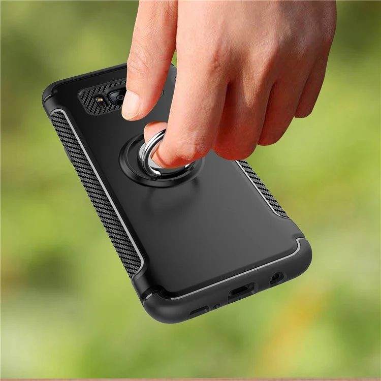 Armor PC TPU Hybrid Rotating Kickstand Case for Samsung Galaxy S8 G950 - Black