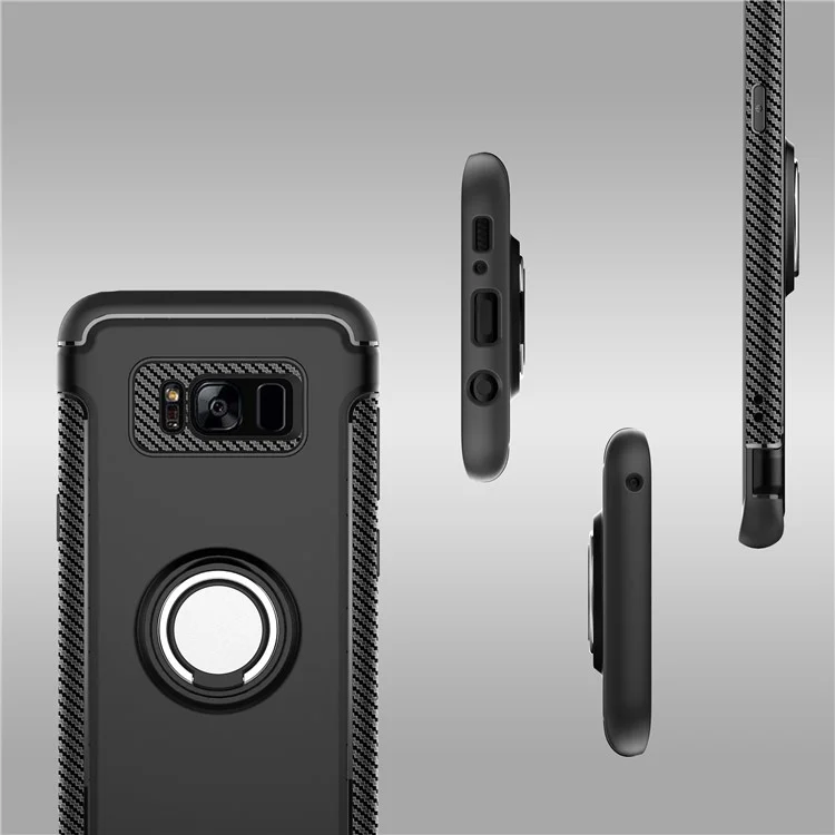 Armor PC TPU Hybrid Rotating Kickstand Case for Samsung Galaxy S8 G950 - Black