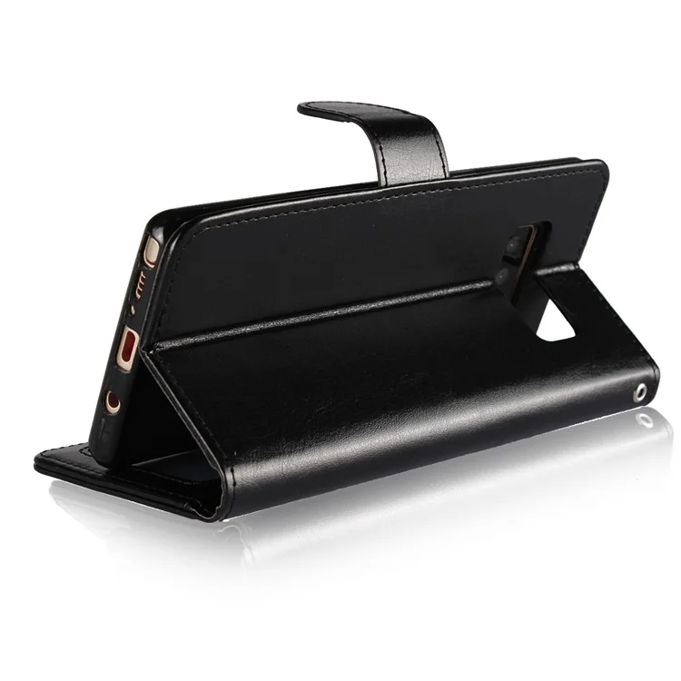 Crazy Horse Wallet Leather Mobile Phone Case with Stand for Samsung Galaxy Note 8 SM-N950 - Black