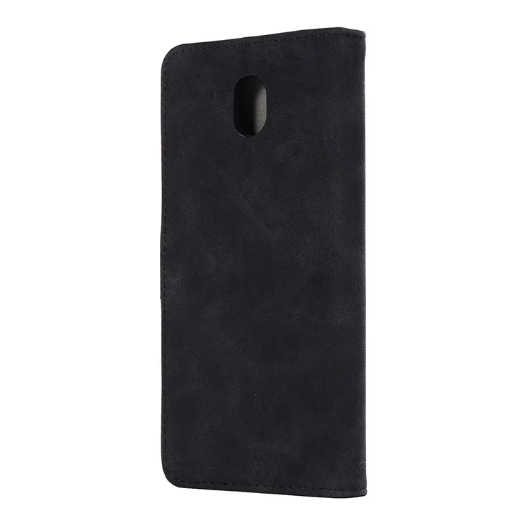 Vintage Style Crazy Horse Leather Stand Wallet Case for Samsung Galaxy J3 (2017) / J3 Pro (2017) EU Version - Black