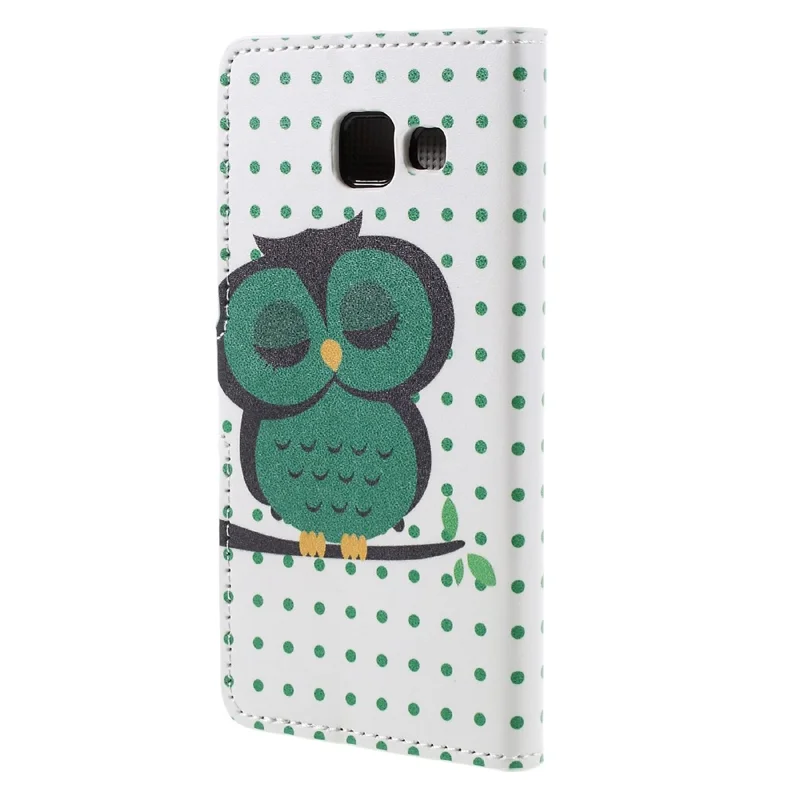 Wallet Leather Phone Case for Samsung Galaxy A3 SM-A310F (2016) - Sleeping Owl on the Branch