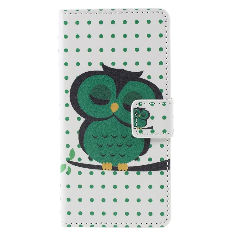 Wallet Leather Phone Case for Samsung Galaxy A3 SM-A310F (2016) - Sleeping Owl on the Branch