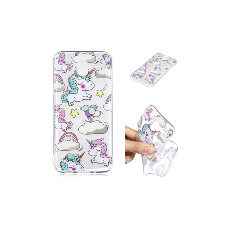 Pattern Printing IMD TPU Case for Samsung Galaxy J7 Pro (2017) / J7 (2017) EU Version - Cloud and Unicorn