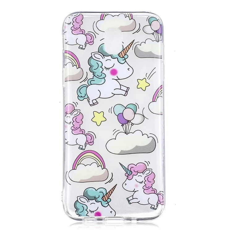 Pattern Printing IMD TPU Case for Samsung Galaxy J7 Pro (2017) / J7 (2017) EU Version - Cloud and Unicorn