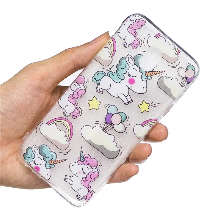 Pattern Printing IMD TPU Case for Samsung Galaxy J7 Pro (2017) / J7 (2017) EU Version - Cloud and Unicorn