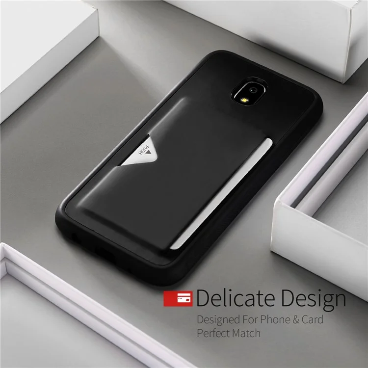 DUX DUCIS Pocard Series PU Leather Skin TPU Back Case for Samsung Galaxy J3 Pro - Black