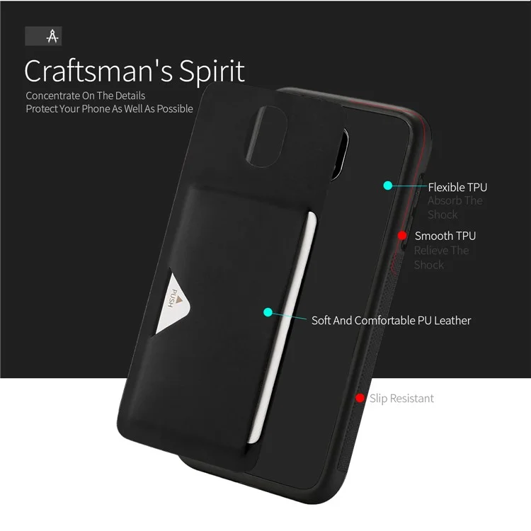 DUX DUCIS Pocard Series PU Leather Skin TPU Back Case for Samsung Galaxy J3 Pro - Black