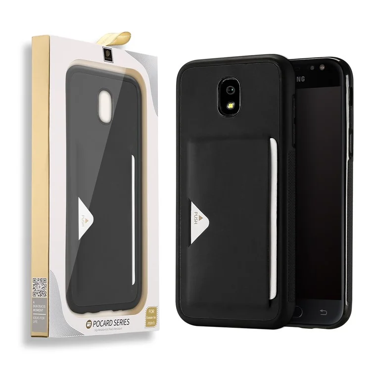 DUX DUCIS Pocard Series PU Leather Skin TPU Phone Case for Samsung Galaxy J7 (2017) / J7 Pro (2017) - Black