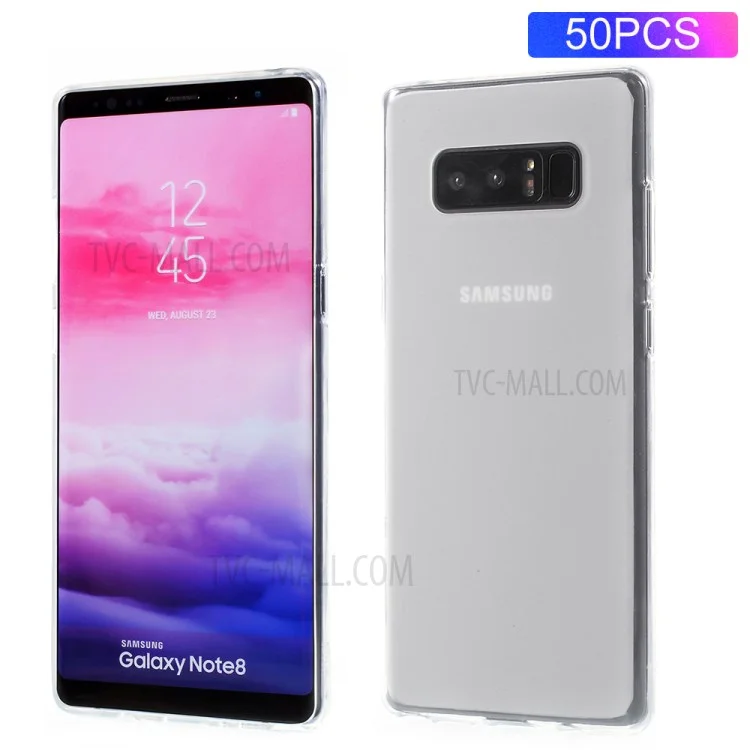 50PCS/Lot Matte Pudding Soft TPU Phone Case Cover for Samsung Galaxy Note 8 N950A - Transparent