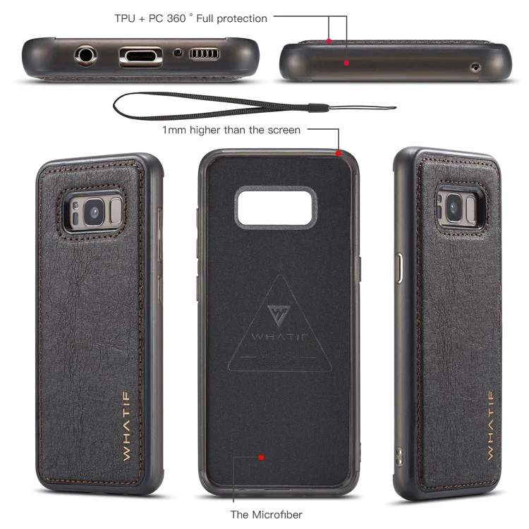 WF DIY Waterproof Paper TPU+PC Hybrid Mobile Phone Accessory Cover for Samsung Galaxy S8 G950 - Black