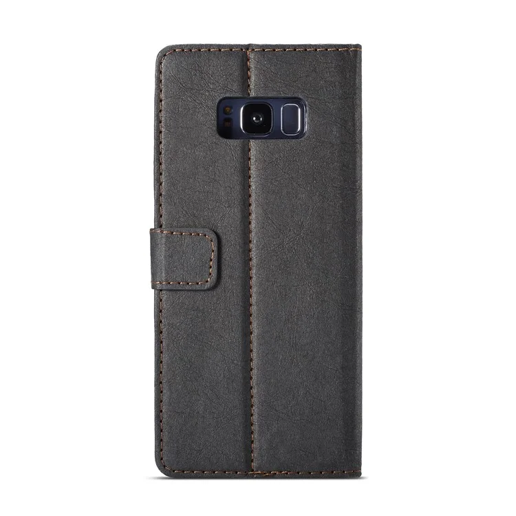 WHATIF DIY Brown Paper PU Leather Wallet Cover + Detachable PC + TPU Hybrid Case for Samsung Galaxy S8+ SM-G955 - Black