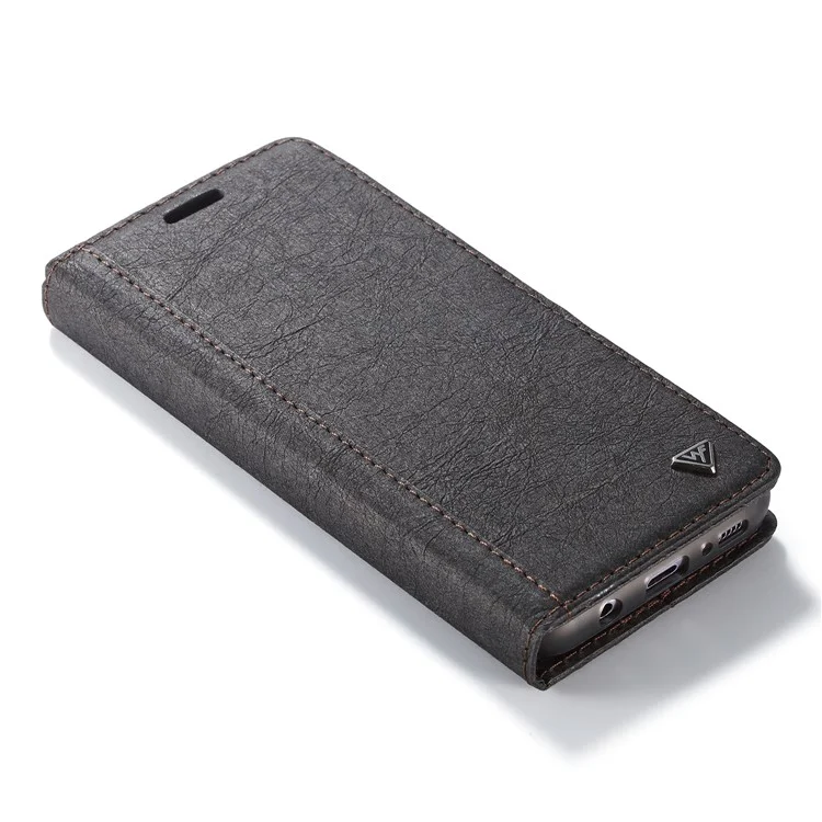 WHATIF DIY Brown Paper PU Leather Wallet Cover + Detachable PC + TPU Hybrid Case for Samsung Galaxy S8+ SM-G955 - Black