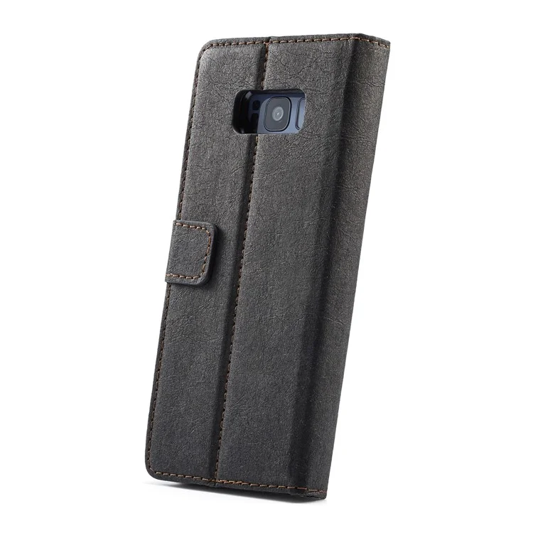 WHATIF DIY Brown Paper PU Leather Wallet Cover + Detachable PC + TPU Hybrid Case for Samsung Galaxy S8+ SM-G955 - Black