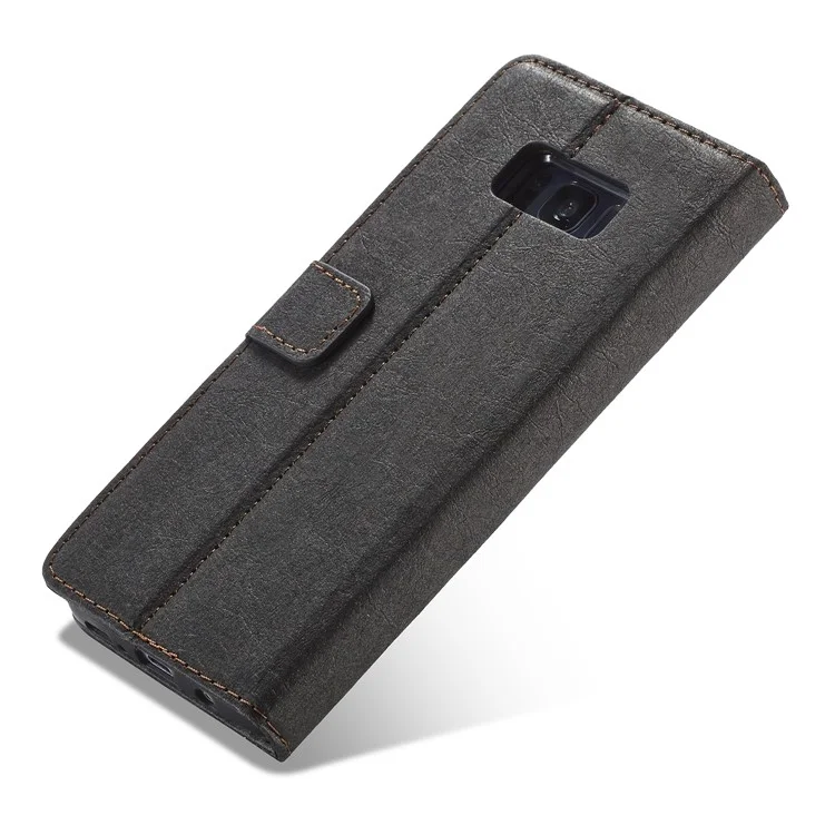WHATIF DIY Brown Paper PU Leather Wallet Cover + Detachable PC + TPU Hybrid Case for Samsung Galaxy S8+ SM-G955 - Black
