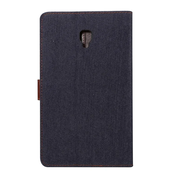 Jeans Cloth Leather Wallet Smart Cover for Samsung Galaxy Tab A 8.0 (2017) T380 T385 - Black Blue