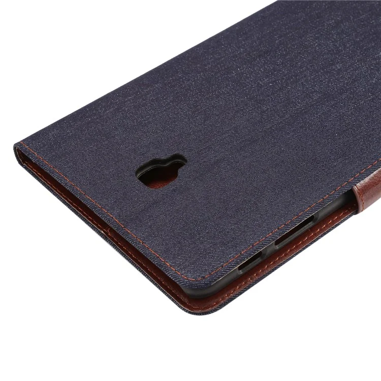 Jeans Cloth Leather Wallet Smart Cover for Samsung Galaxy Tab A 8.0 (2017) T380 T385 - Black Blue