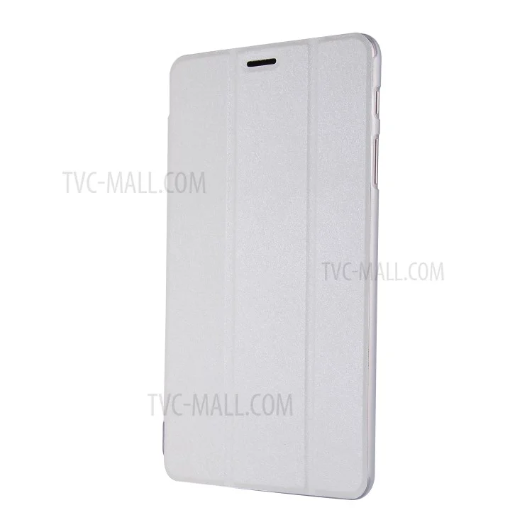 Silk Texture Tri-fold Stand Leather Cover for Samsung Galaxy Tab A 8.0 (2017) T380 T385 - White